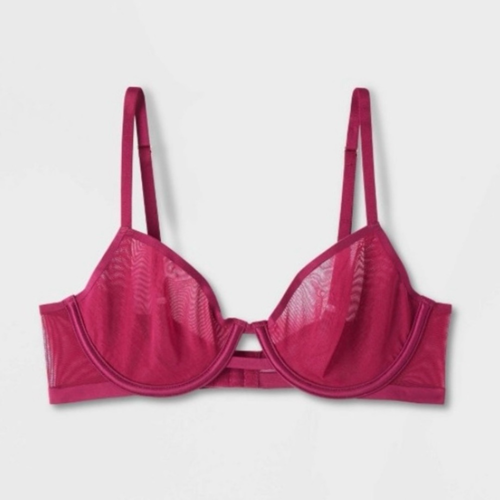 NWT- Auden Wine / Burgundy/ Pink Mesh Bra size 40D